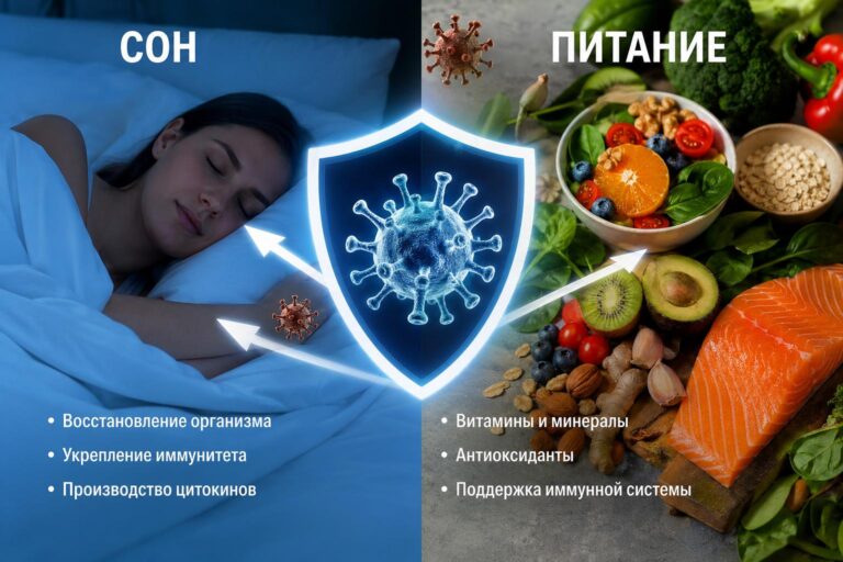 Роль сна и питания в защите от вирусов